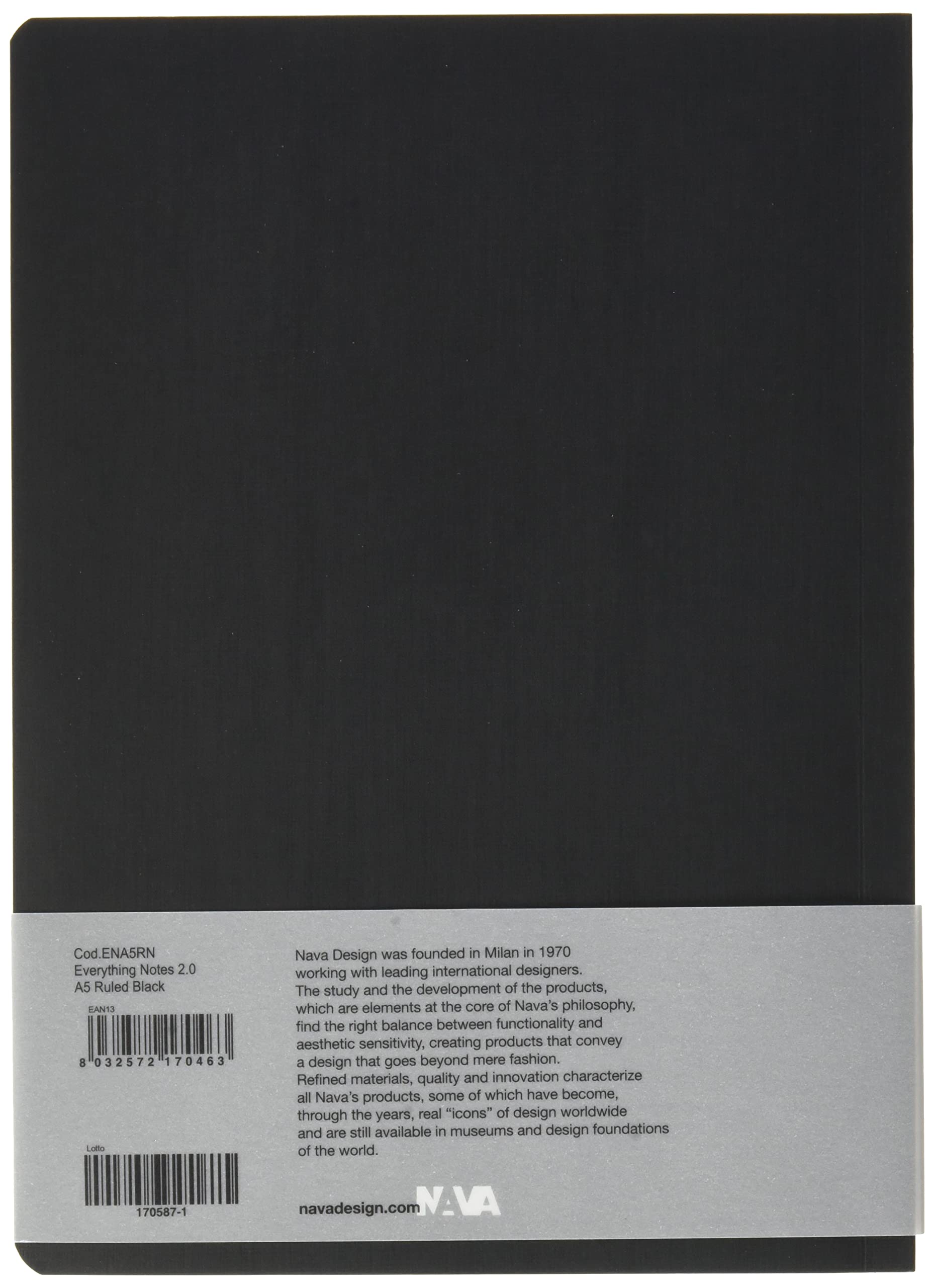 nava-design-everything-notes-a-righe-a5-con-tasca-portadocumenti-nero-21x15x1-cm image 2