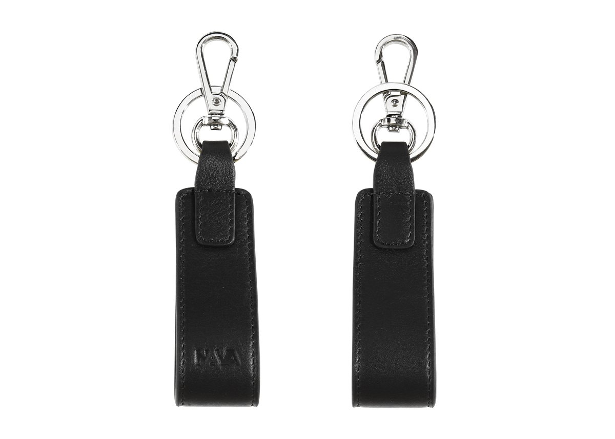 nava-design-smooth-portachiavi-pelle-nero-con-anello-e-gancio-9x3-cm image 1