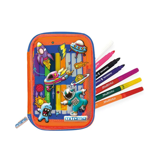 mitama-astuccio-scuola-magic-pencil-case-space-arancione-completo image 1
