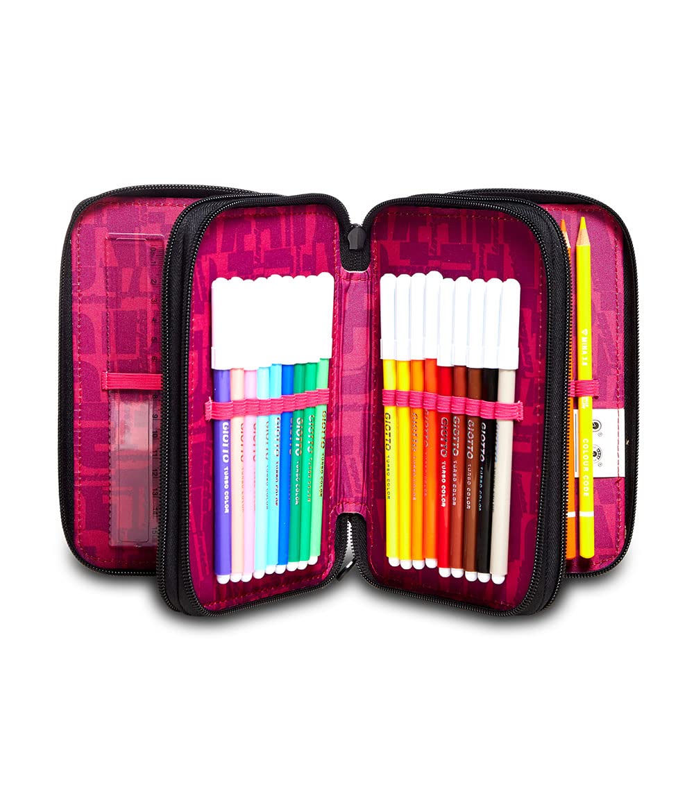invicta-astuccio-scuola-3-zip-roses-rosa-completo image 2