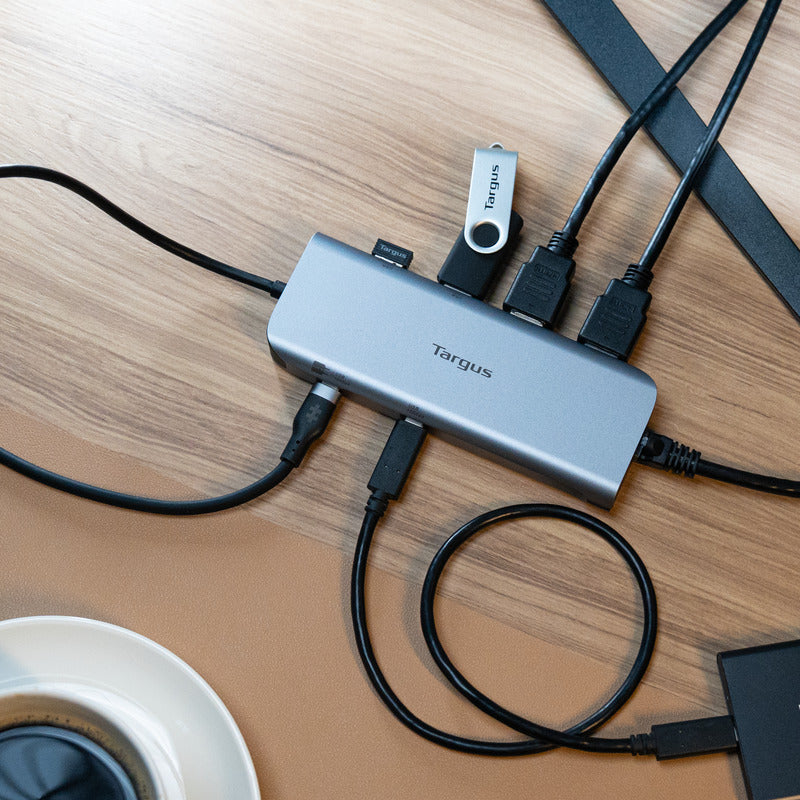 targus-dual-video-dock-mobile-con-pass-thru-140w-epr-usb-c-nero image 2