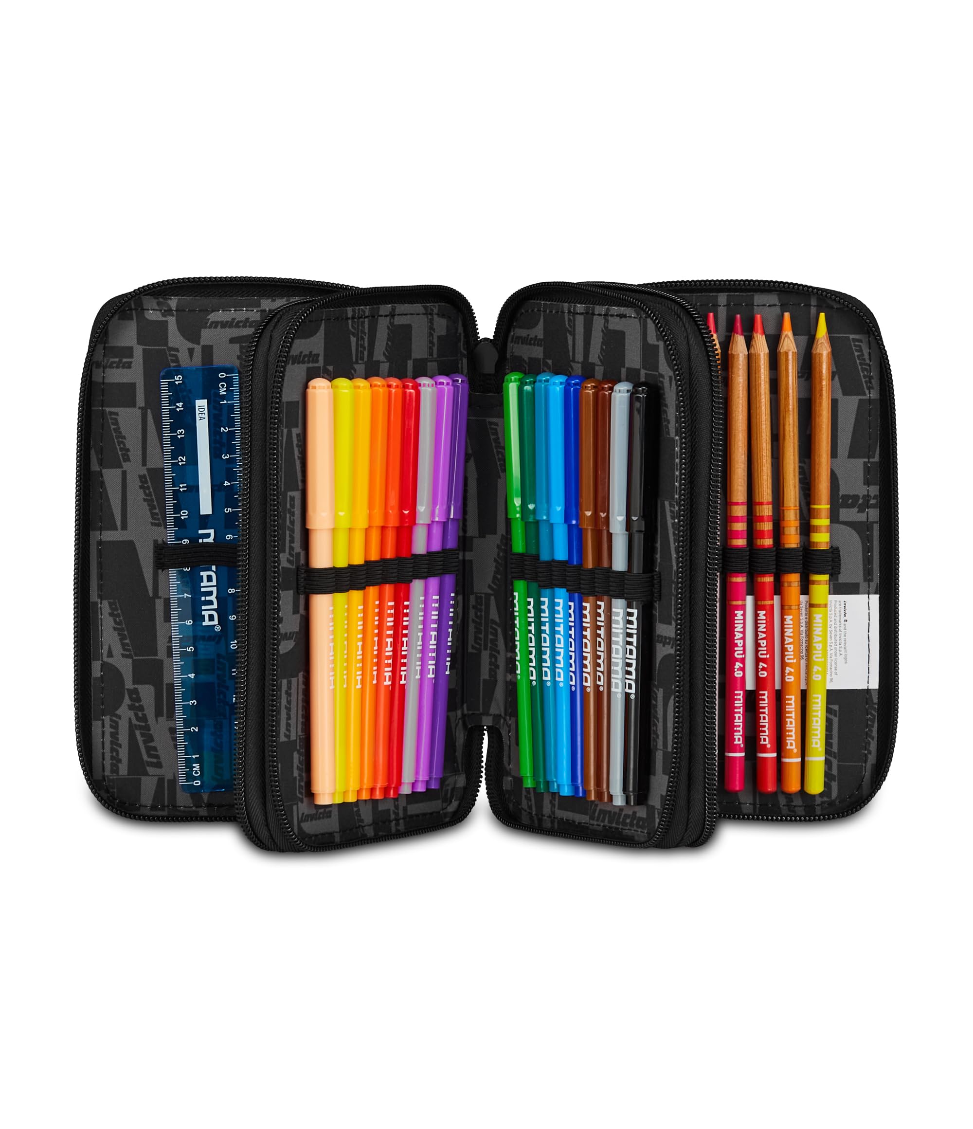 invicta-astuccio-scuola-3-zip-fantasy-nero-completo image 2