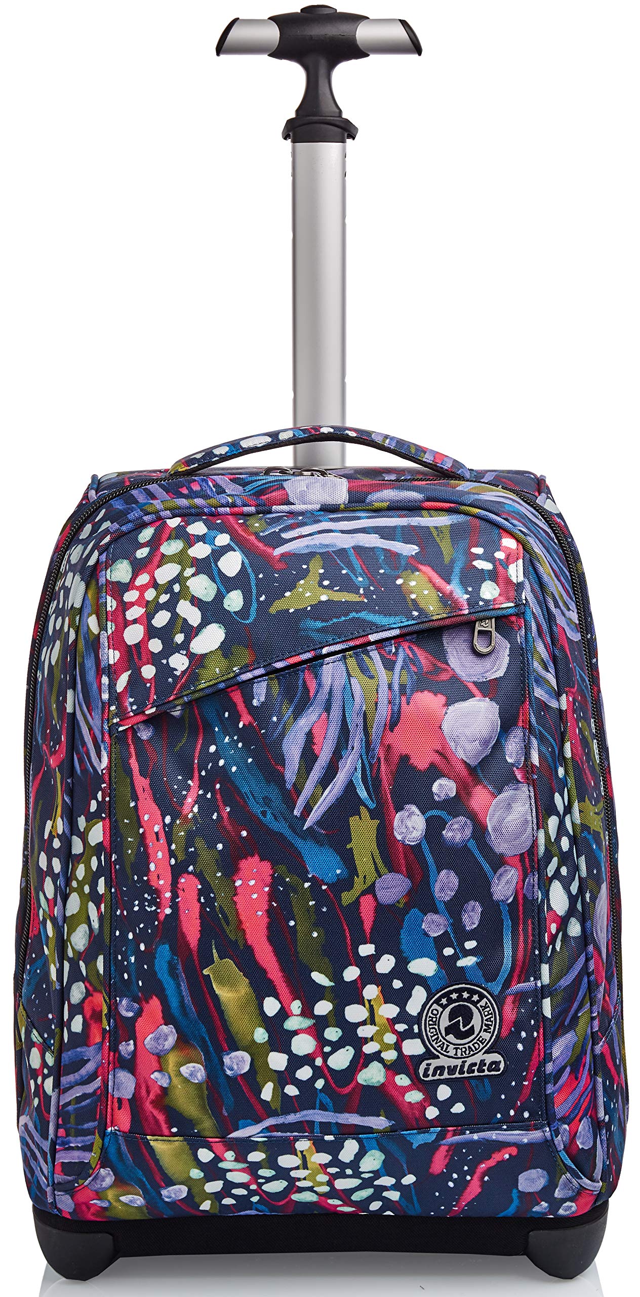 invicta-trolley-scuola-2-in-1-abstract-jungle-blu-zaino-e-trolley-35-lt-48x35x22 image 2