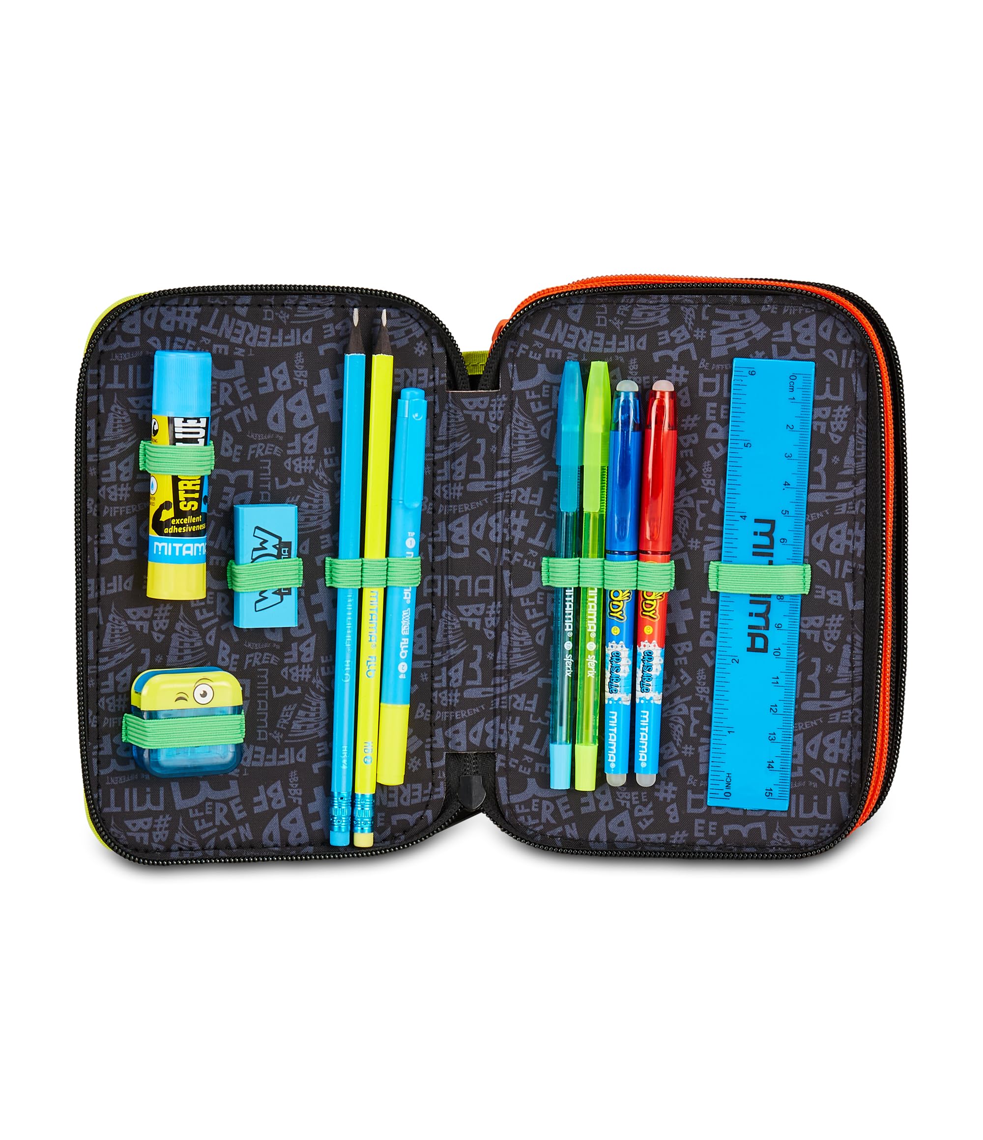 mitama-fluo-battle-astuccio-scuola-3-scomparti-47-pezzi-14-5x7-4x20-cm image 5