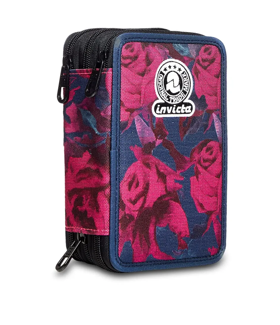 invicta-astuccio-scuola-3-zip-roses-rosa-completo image 1