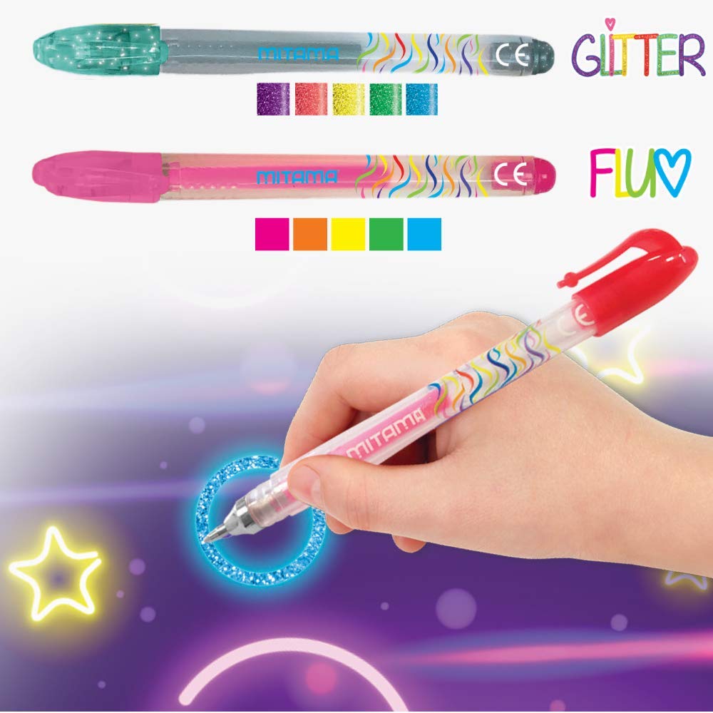 mitama-mini-penne-gel-glitter-e-neon-10-pezzi-1-mm-in-pet-box image 2