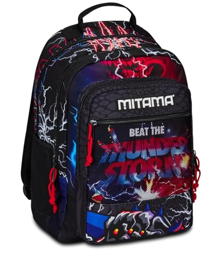 mitama-new-plus-zaino-triplo-scomparto-monster-bite-nero-e-rosso-scuola-elementa image 8