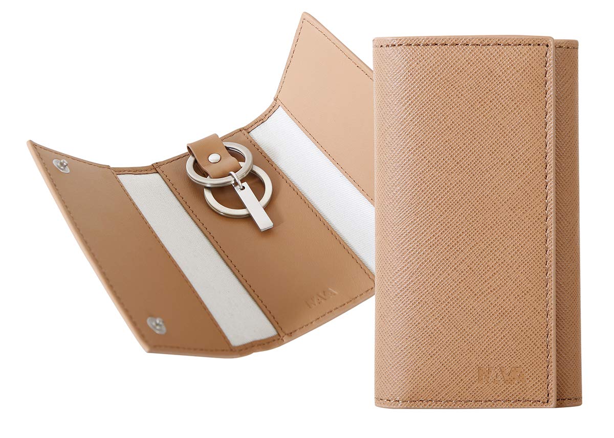 nava-design-via-durini-portachiavi-in-pelle-con-specchietti-bianco-panna-8x10-cm image 3
