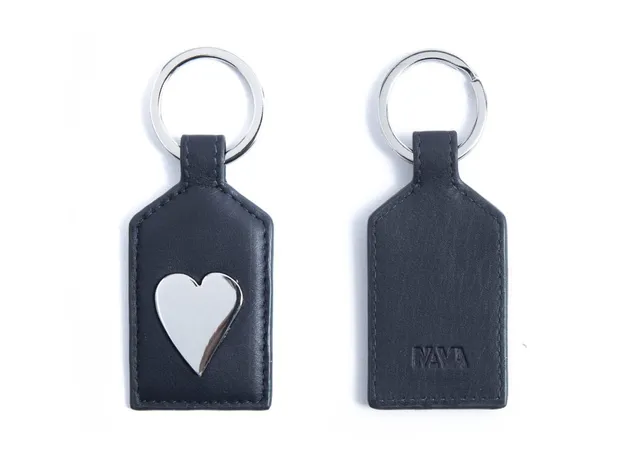 nava-design-smooth-portachiavi-pelle-cuore-blu-10-x-4-cm image 1