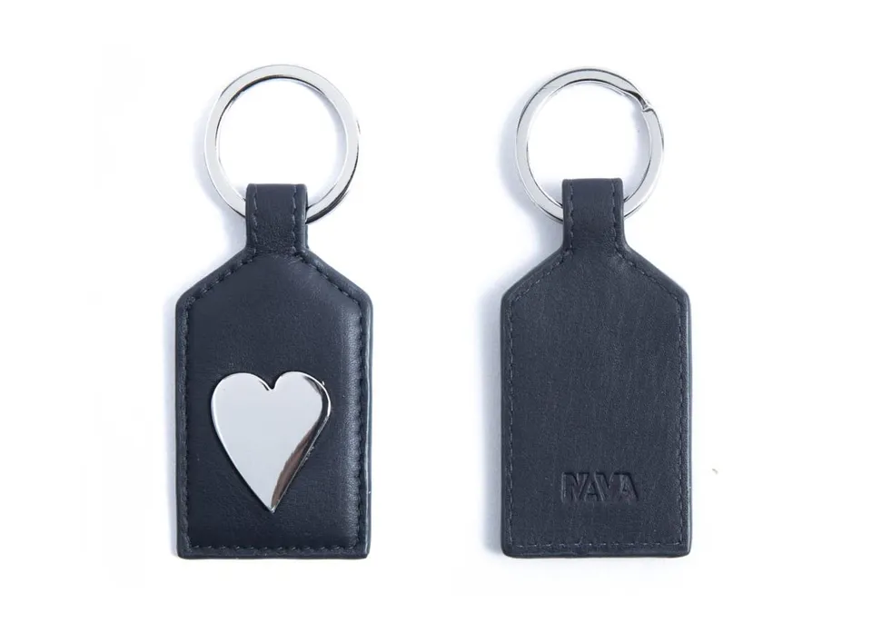 nava-design-smooth-portachiavi-pelle-cuore-blu-10-x-4-cm image 1