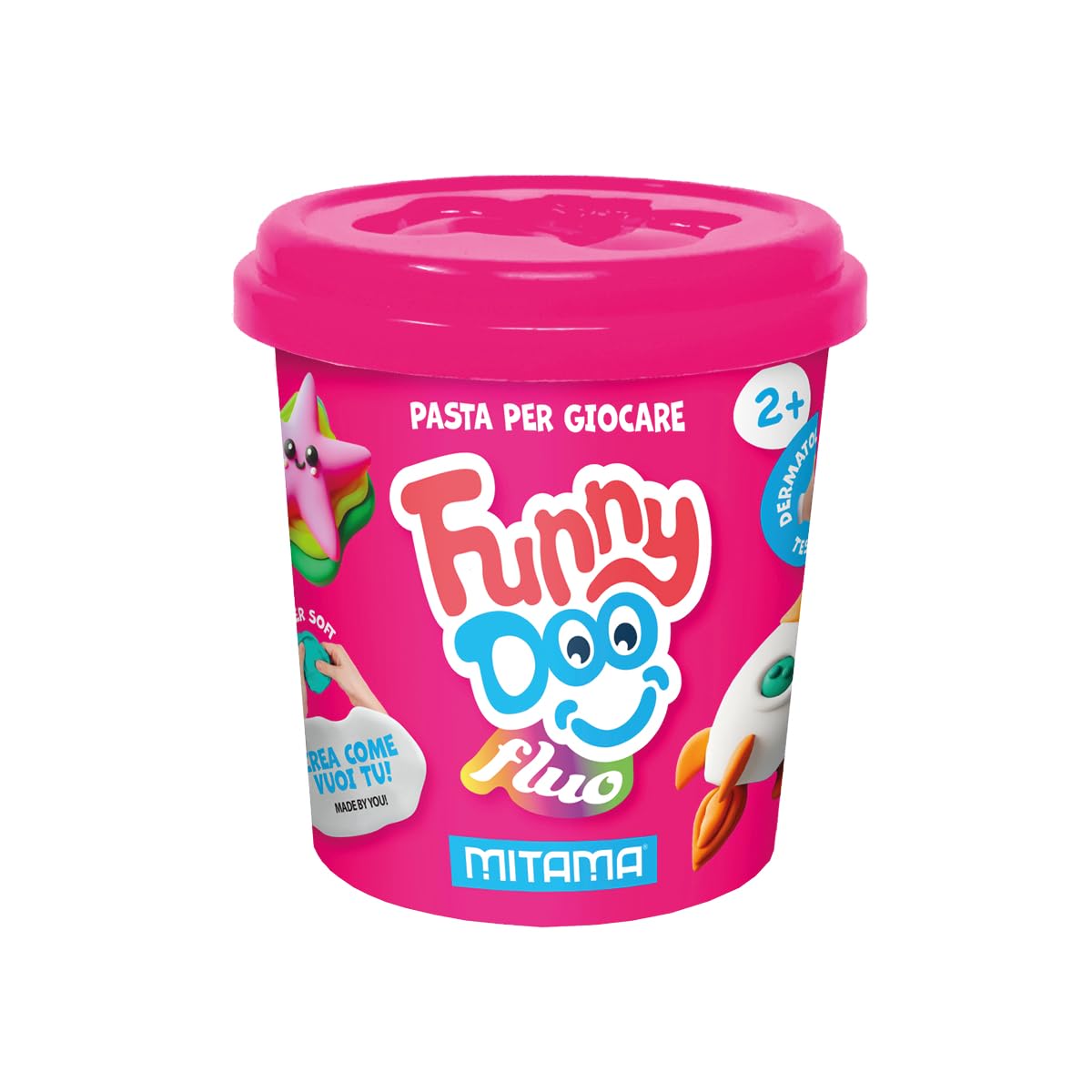 mitama-funny-doo-tris-3-barattolini-pasta-modellare-fluo-arancio-rosa-verde image 2