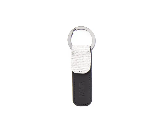 nava-design-twin-portachiavi-piatto-in-tessuto-melange-bianco-10x3-cm image 1