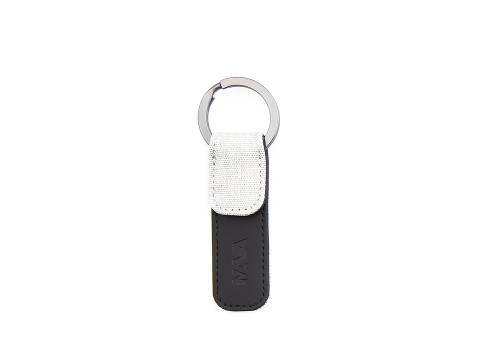 nava-design-twin-portachiavi-piatto-in-tessuto-melange-bianco-10x3-cm image 1