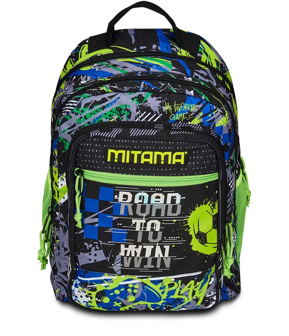 mitama-road-to-win-zaino-scuola-triplo-scomparto-verde-e-nero image 1