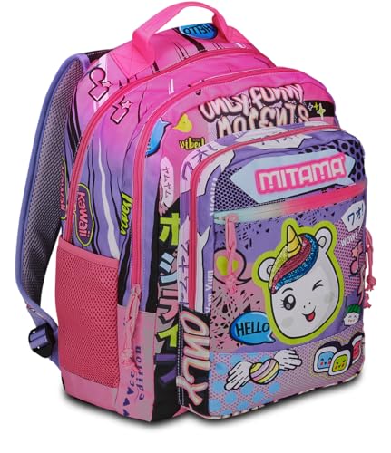 mitama-only-funny-moments-zaino-triplo-scomparto-viola-e-nero-scuola-elementare image 8