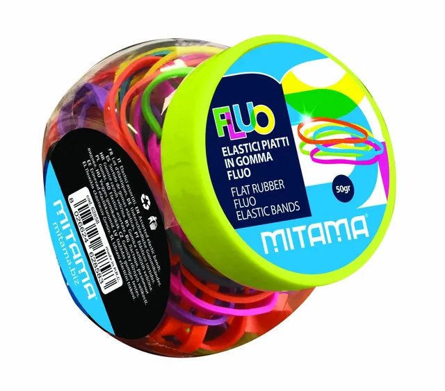 mitama-barattolo-elastici-colorati-piatti-fluo-50-g image 1