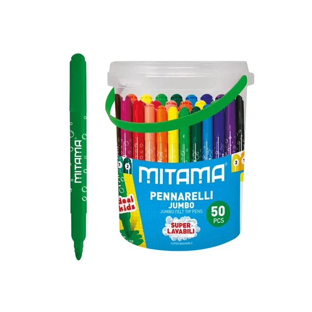 mitama-maxi-scorta-barattolo-50-pennarelli-jumbo-lavabili-punta-5-mm image 1