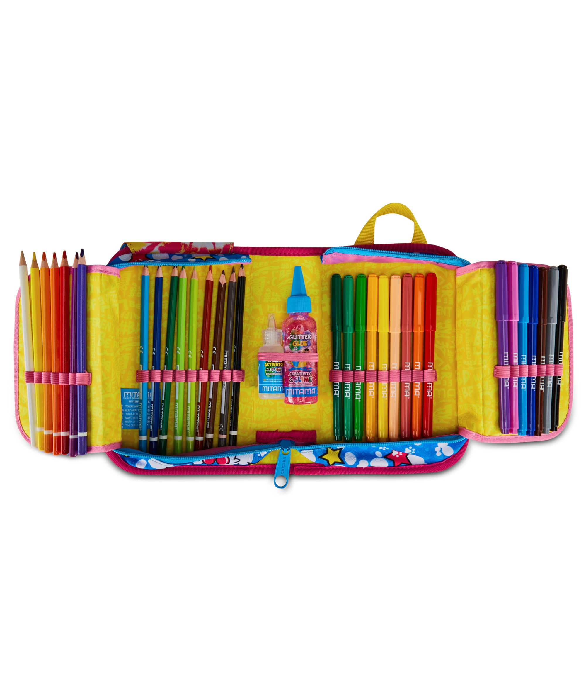 mitama-astuccio-scuola-4-zip-fucsia-3-scomparti-completo-bambina image 6