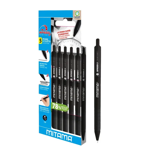 mitama-speed3-penna-a-scatto-semigel-1-0-nera-astuccio-5-pezzi image 1