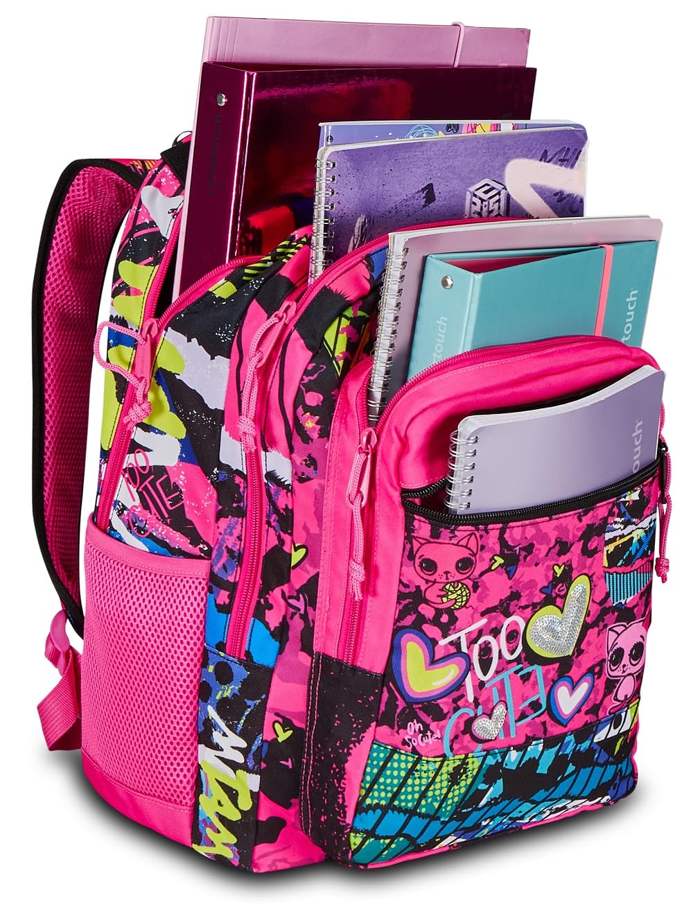 mitama-new-plus-zaino-triplo-scomparto-too-cute-rosa-e-nero-scuola-elementare image 7