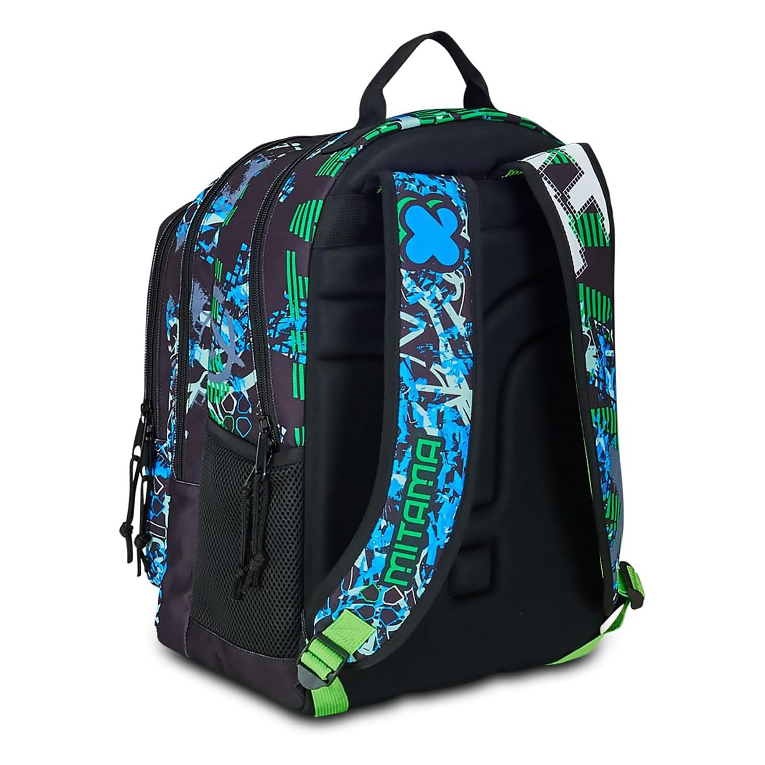 mitama-new-plus-punch-game-zaino-scuola-triplo-scomparto-blu-verde-con-tasca-fro image 7