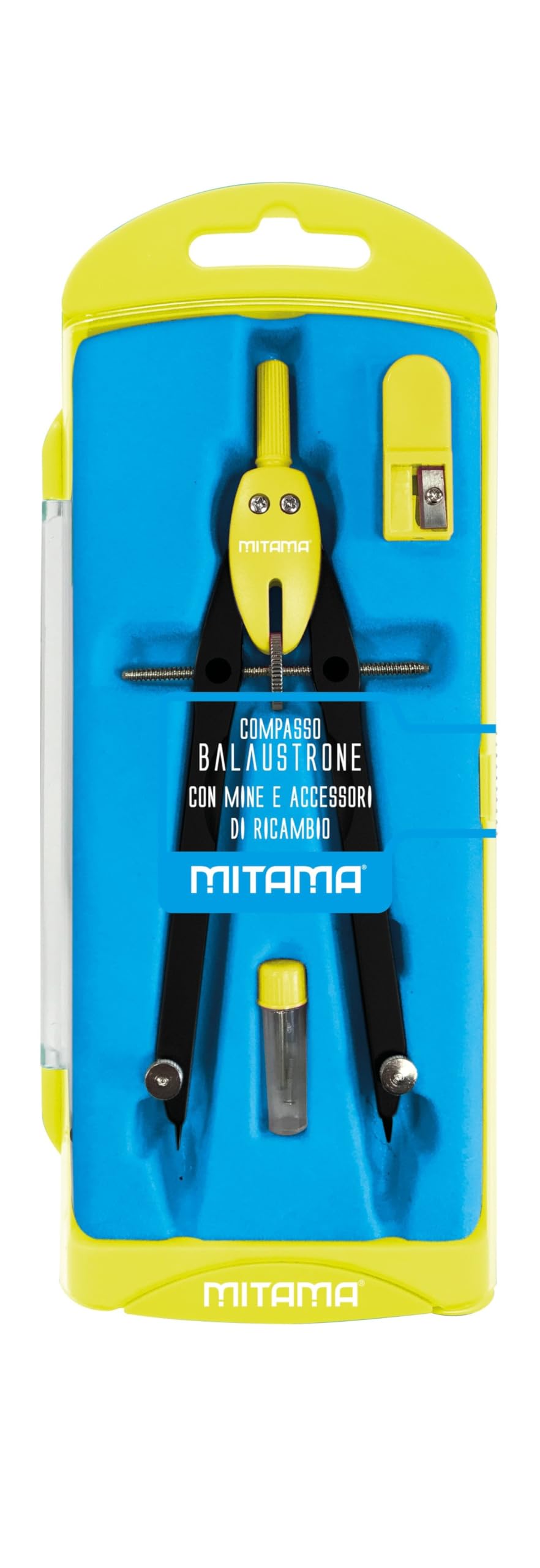 mitama-compasso-balaustrone-micrometrico-aste-fisse-temperino-giallo-fluo image 1