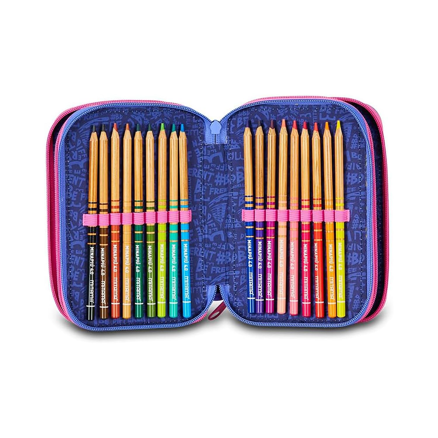 mitama-astuccio-scuola-3-scomparti-triplo-magic-pink-47-pz-completo image 4