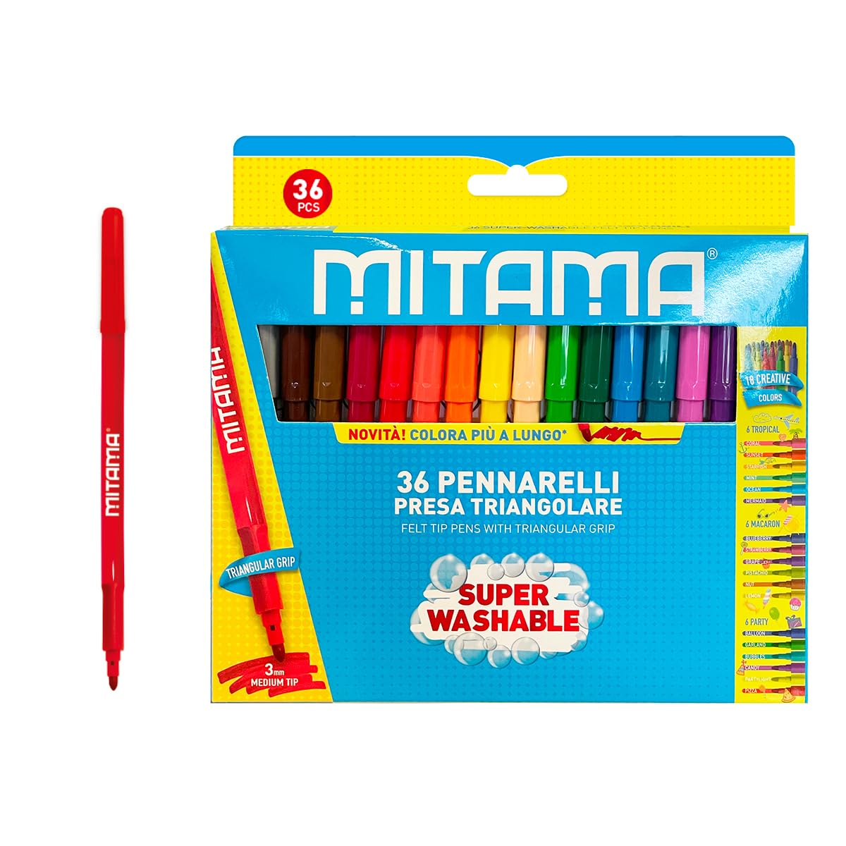 mitama-pennarelli-super-lavabili-36-pz-punta-3-mm-18-brillanti-18-speciali image 1