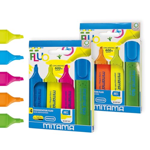 mitama-evidenziatore-fluo-confezione-da-4-colori-con-punta-a-scalpello image 2