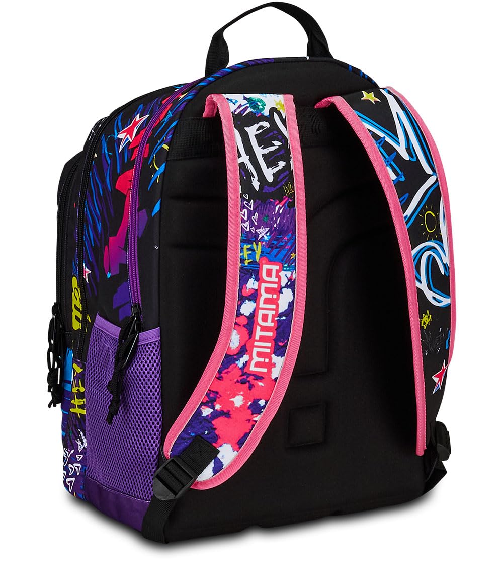 mitama-hey-dye-zaino-triplo-scomparto-rosa-e-nero-scuola-elementare image 4