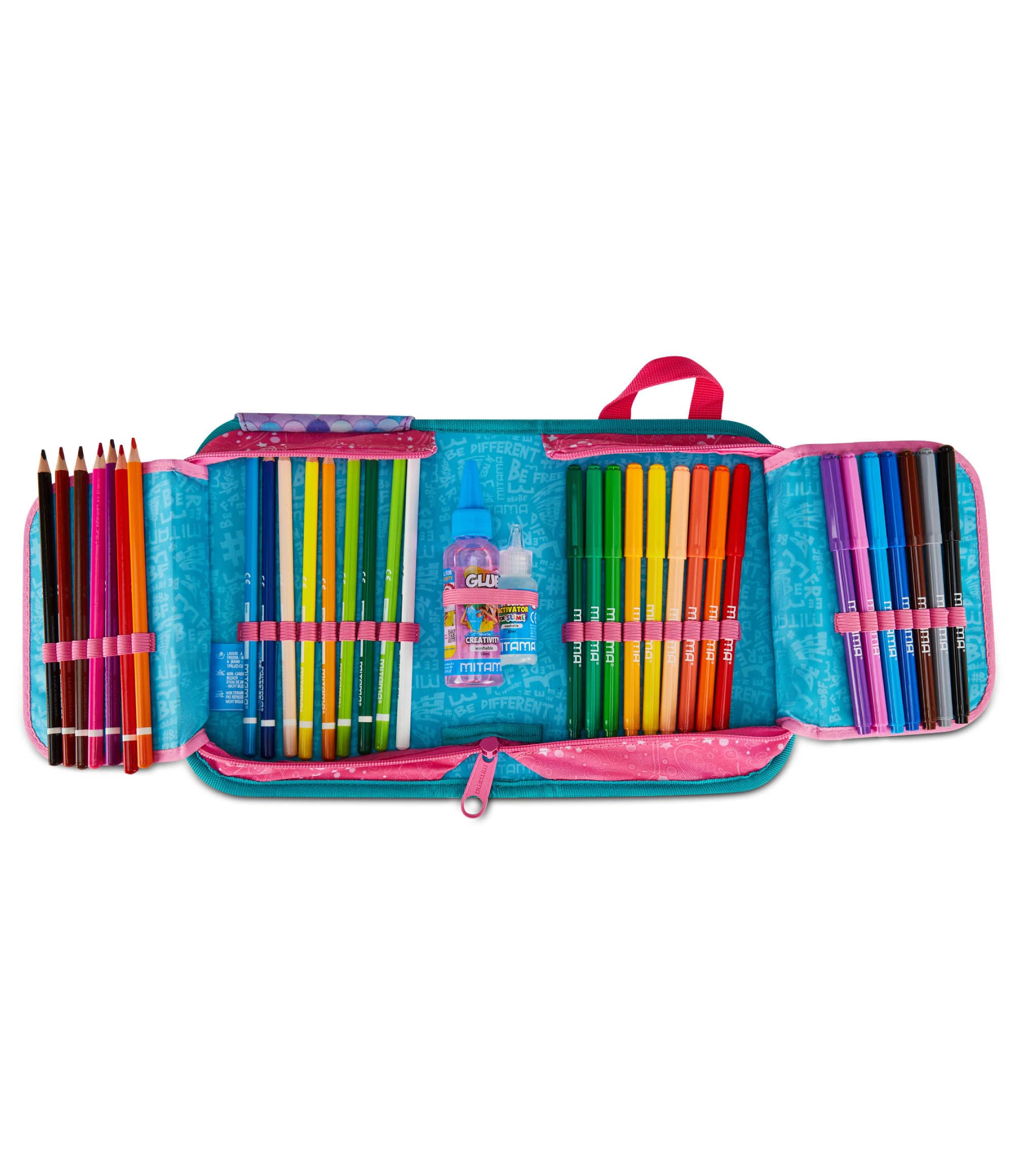 mitama-astuccio-scuola-4-zip-turchese-triplo-scomparto-completo image 6