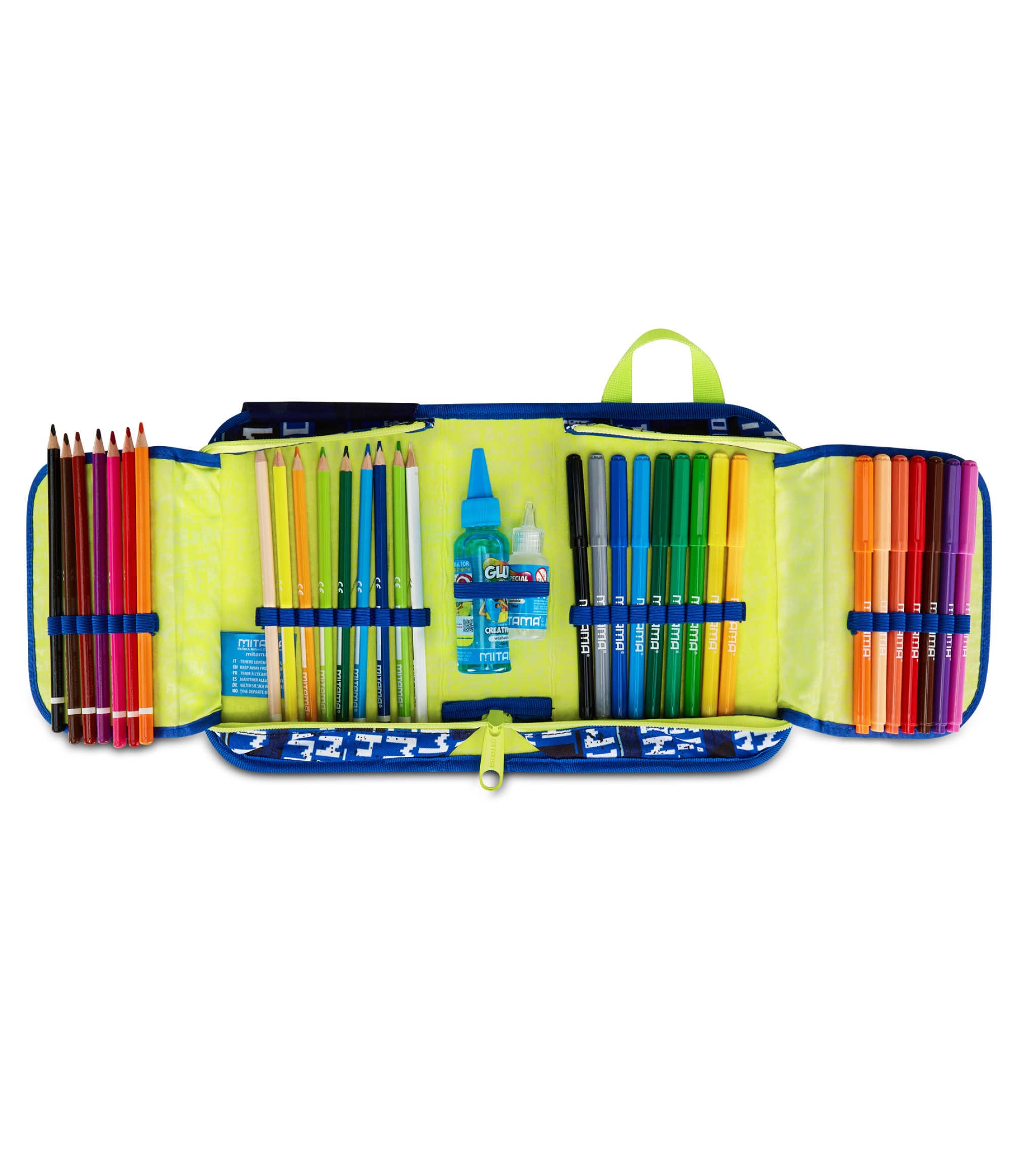 mitama-astuccio-scuola-4-zip-blu-triplo-scomparto-completo-di-penne-e-colori image 6