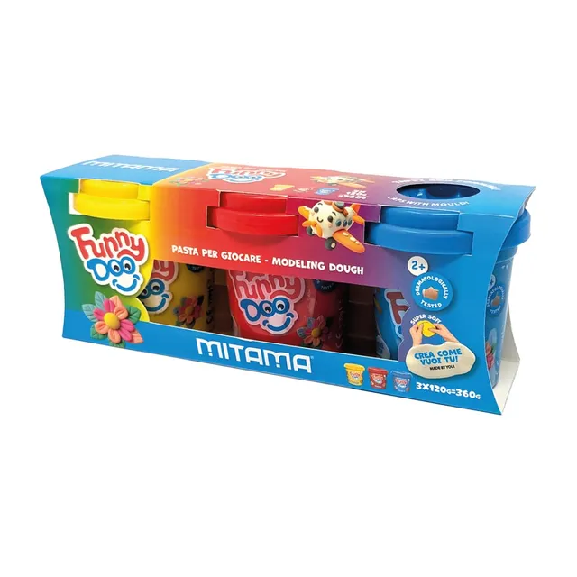 mitama-tris-funny-doo-pasta-da-modellare-3pz-rosso-azzurro-giallo image 1