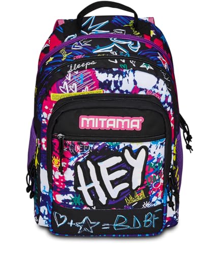 mitama-hey-dye-zaino-triplo-scomparto-rosa-e-nero-scuola-elementare image 8