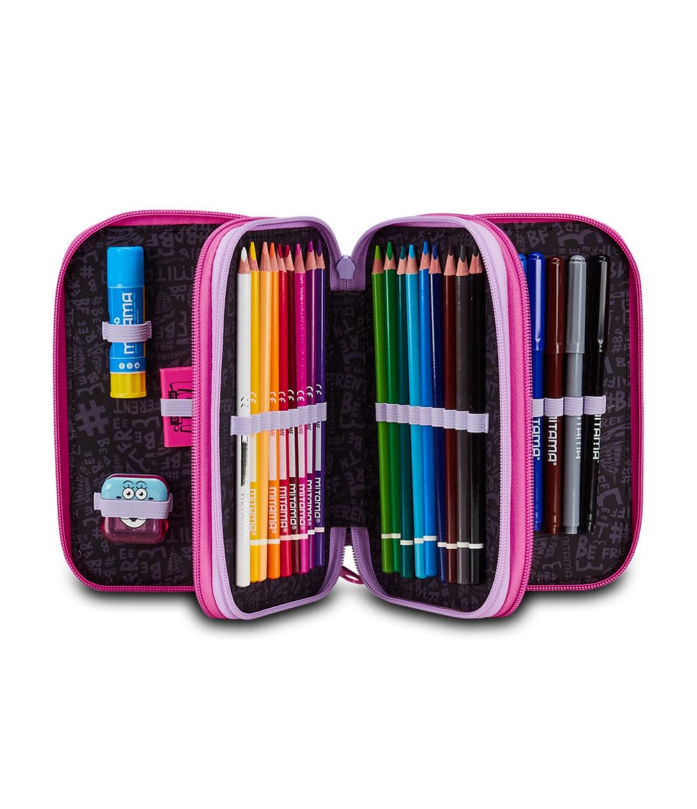 mitama-astuccio-scuola-3-scomparti-flower-fashion-47-pz-completo image 2