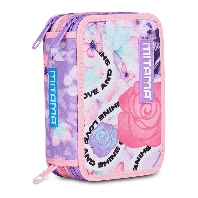 mitama-astuccio-scuola-3-scomparti-love-shine-rosa-completo-47-pezzi image 1