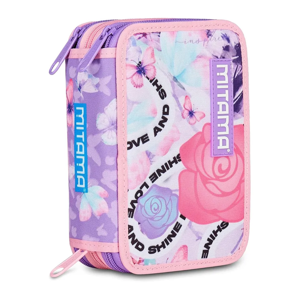 mitama-astuccio-scuola-3-scomparti-love-shine-rosa-completo-47-pezzi image 1