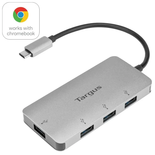 targus-hub-4-in-1-usb-c-a-4-usb-a-3-0-argento-per-windows-macos-chromebook image 1