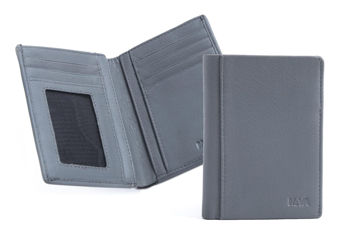 nava-design-smooth-portafoglio-uomo-verticale-in-pelle-grigio-13x9-cm-7-carte image 1