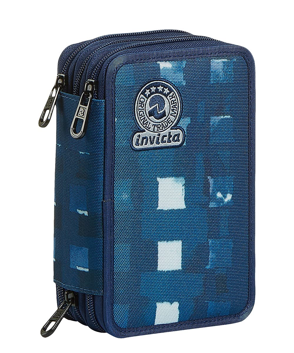 invicta-astuccio-scuola-3-zip-blu-triplo-scomparto-completo image 1