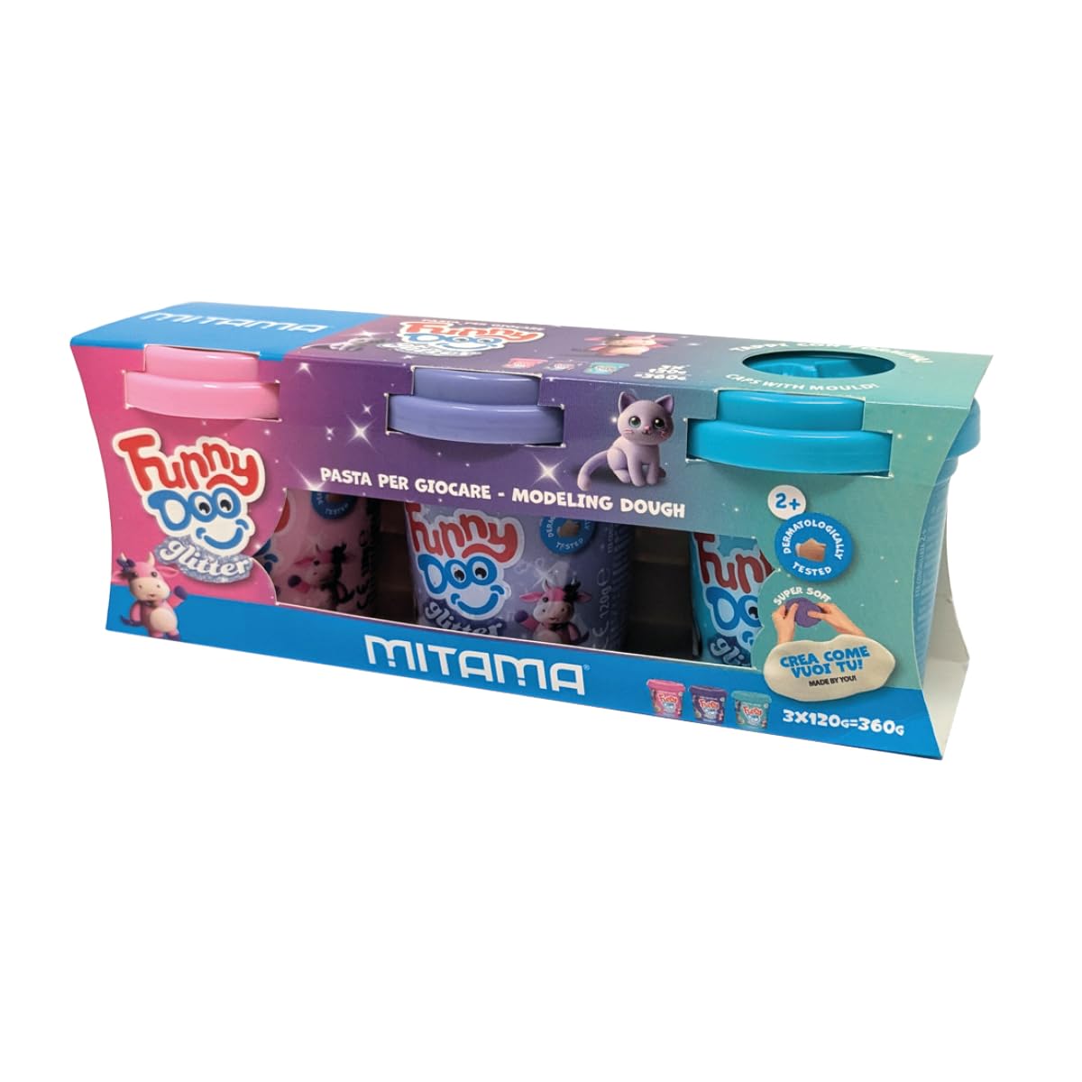 mitama-funny-doo-tris-3-barattolini-pasta-modellabile-glitter-120-g image 1