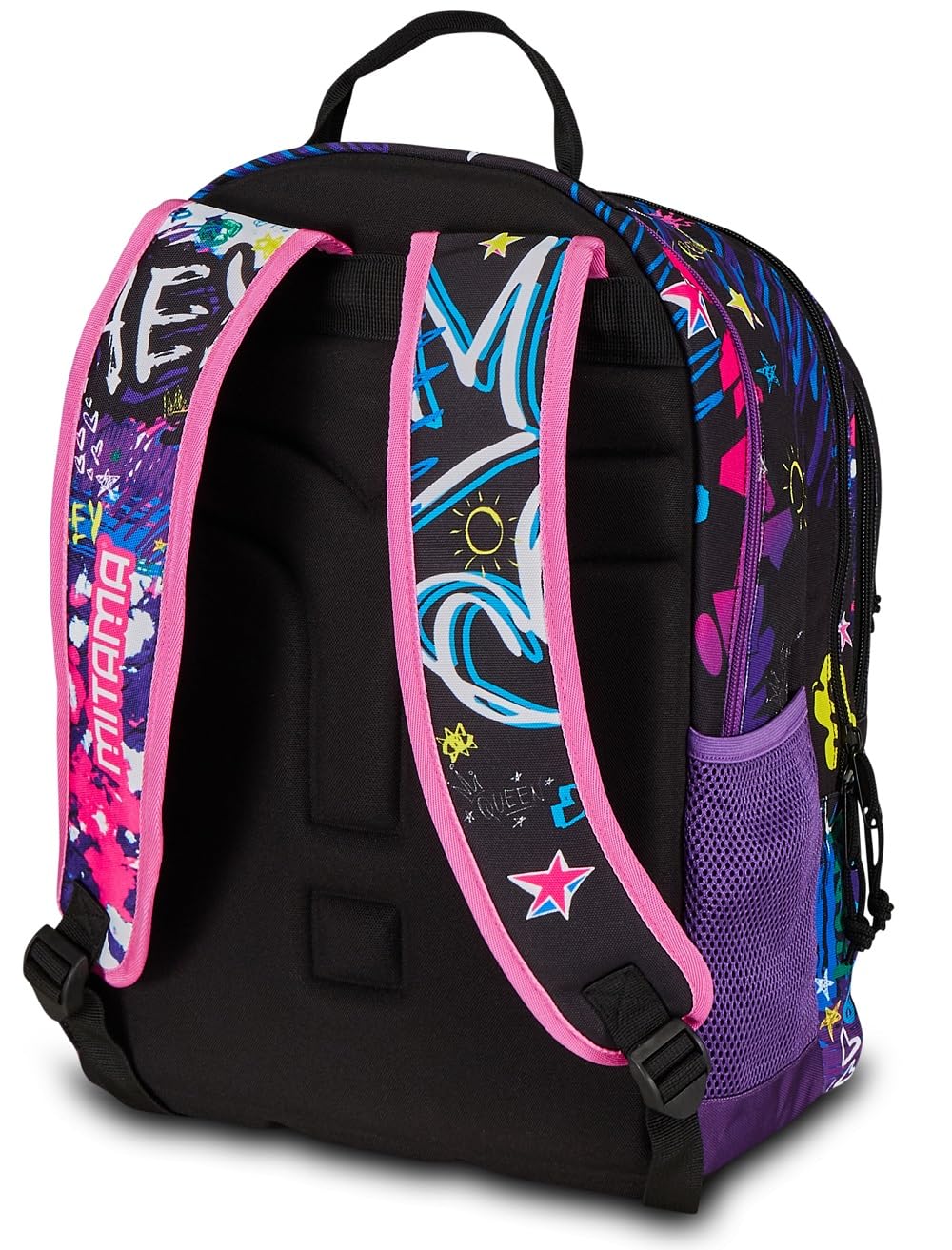mitama-flower-fashion-zaino-triplo-scomparto-viola-nero-scuola-elementare image 5