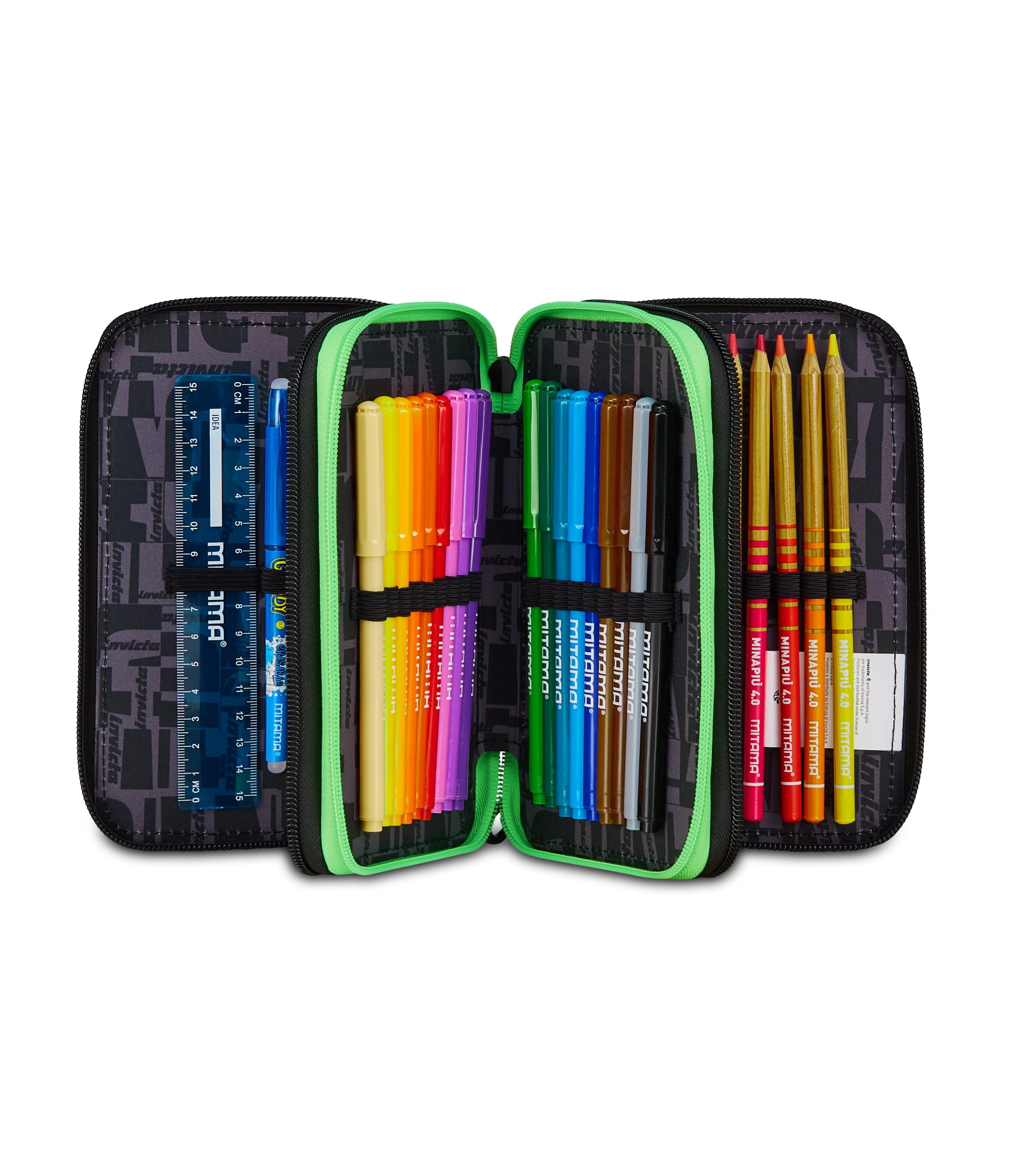 invicta-3-zip-fantasy-astuccio-scuola-blu-triplo-scomparto-accessoriato image 2