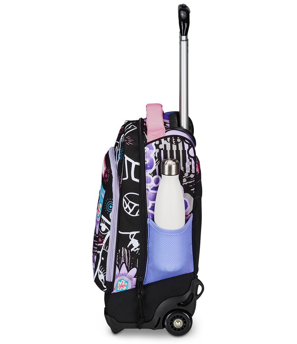 mitama-trolley-dr-junior-flower-fashion-trolley-scuola-viola-e-nero-35-l image 7