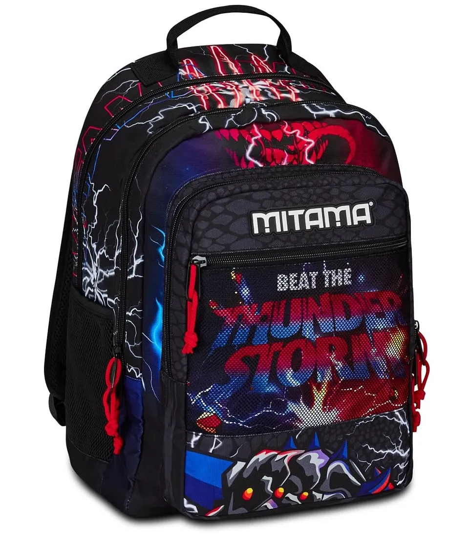 mitama-new-plus-zaino-triplo-scomparto-monster-bite-nero-e-rosso-scuola-elementa image 1