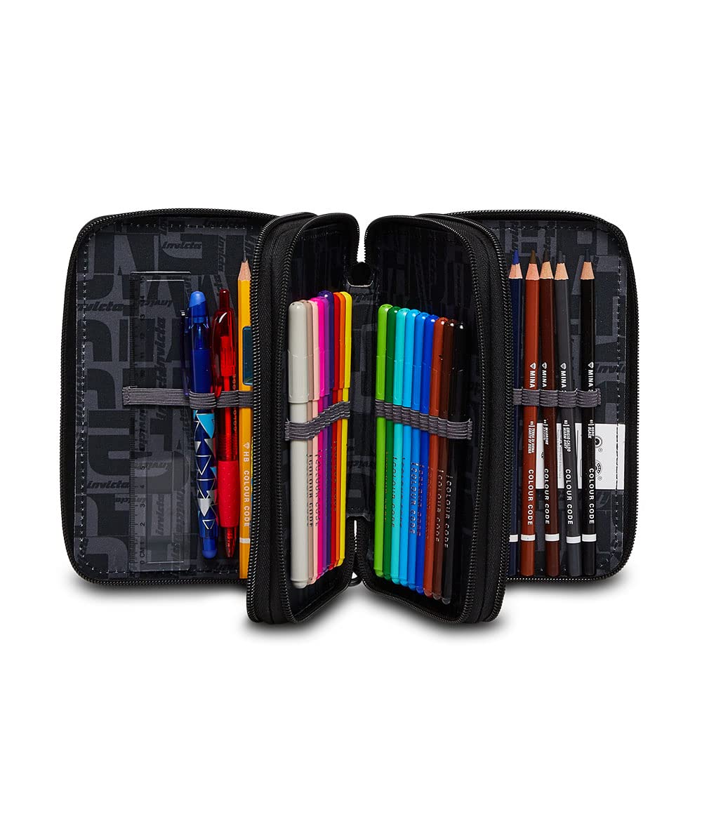 invicta-astuccio-scuola-3-zip-fantasy-viola-triplo-scomparto-completo-44-pezzi image 2