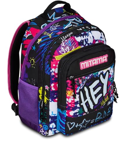 mitama-hey-dye-zaino-triplo-scomparto-rosa-e-nero-scuola-elementare image 7