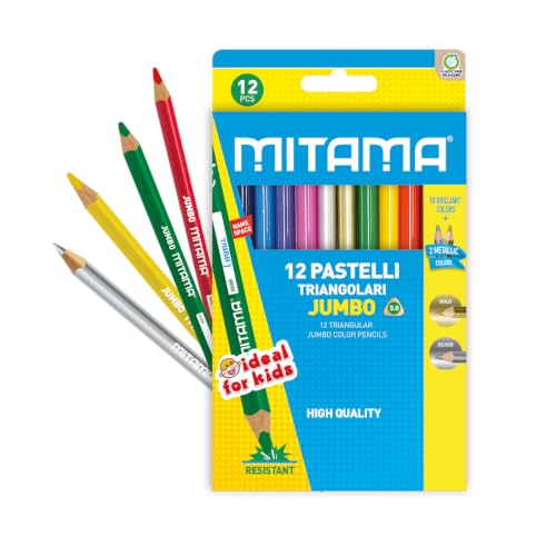mitama-pastelli-jumbo-triangolari-mina-5-0-mm-12-colori-con-2-metallici image 6
