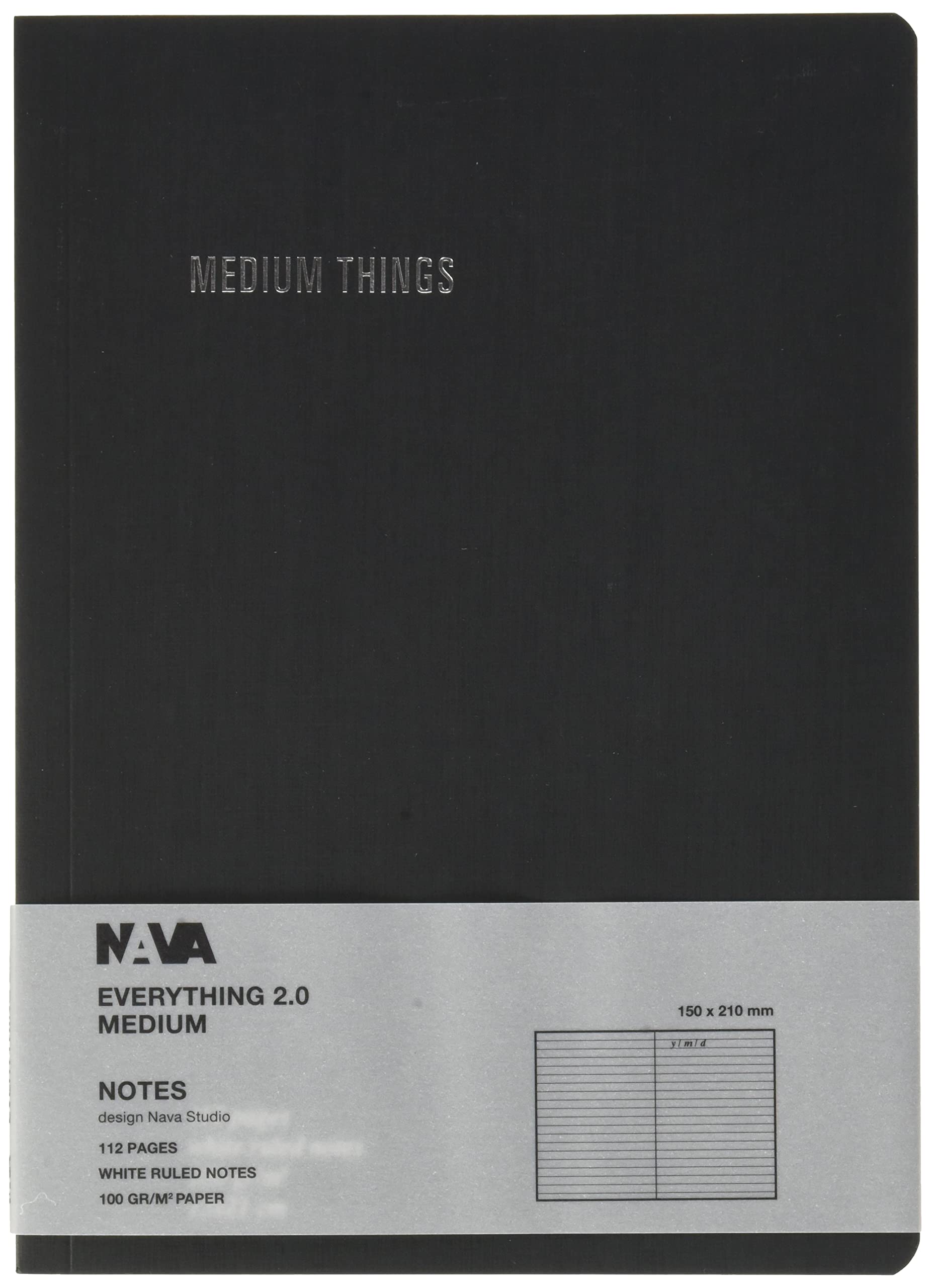 nava-design-everything-notes-a-righe-a5-con-tasca-portadocumenti-nero-21x15x1-cm image 1