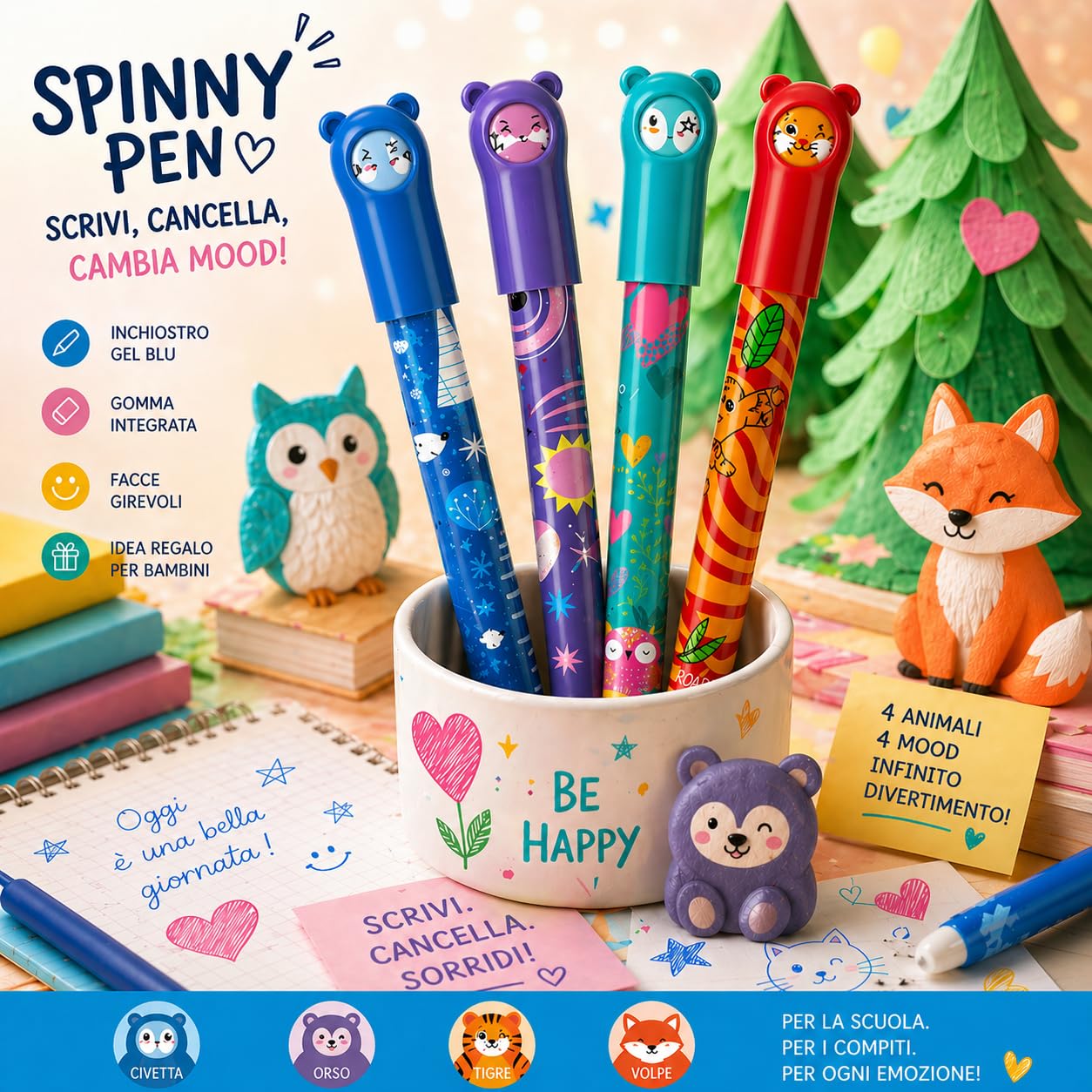 mitama-spinny-pen-set-4-penne-cancellabili-blu-0-7mm-animali image 6